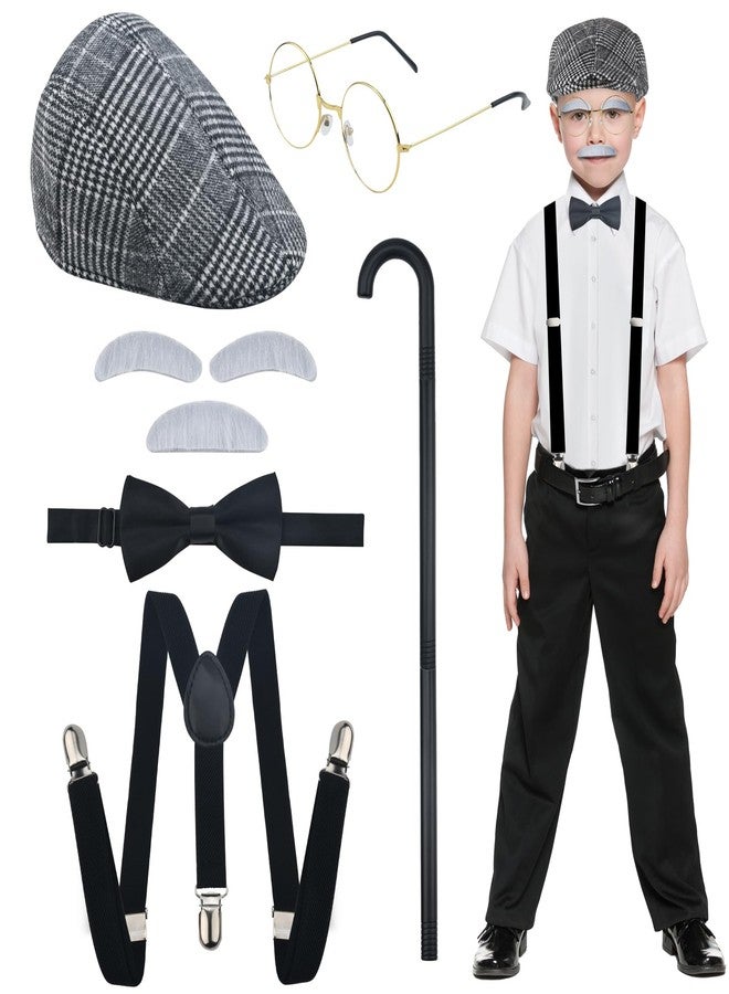 BUUFAN 100 Days of School Costume for Kids Old Man Costume for Kids Old Man Grandpa Outfit Set for Boys - Image 1